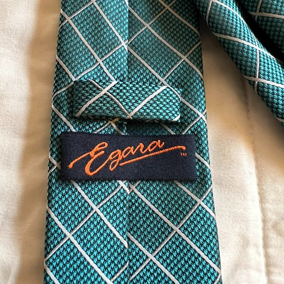 Egara Teal Geometric Tie - Picture 3 of 4